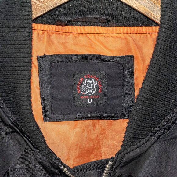 Rough Trade Gear Men's Black Camo Bomber Jacket in Size Small - Picture 2 of 8